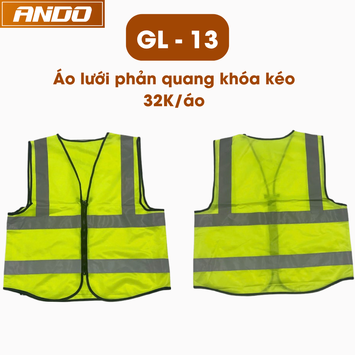 [GL-13] Áo ghi lê bảo hộ lao động - Áo lưới phản quang khóa kéo màu xanh nõn chuối