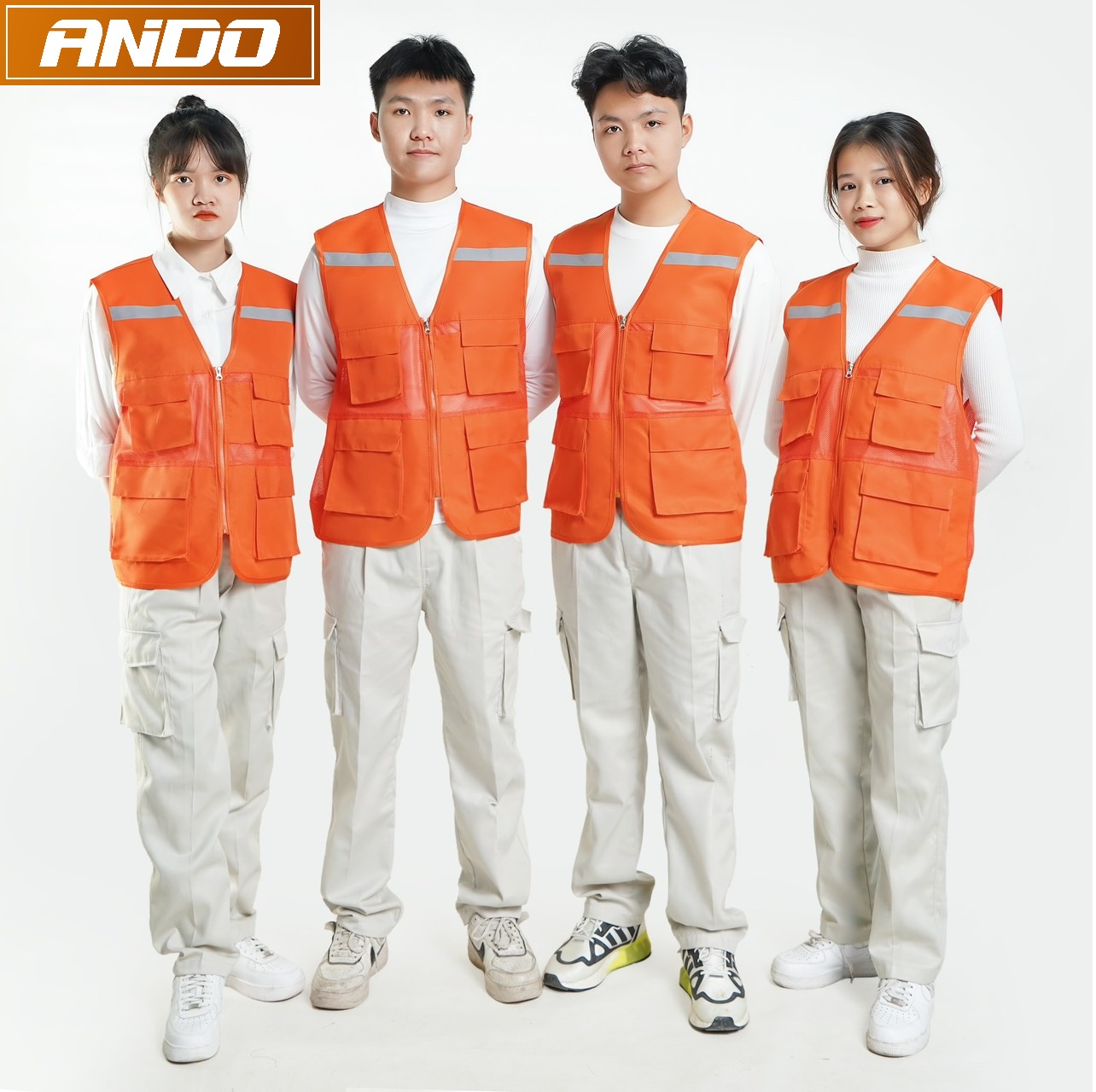 Áo gile phản quang 4 túi, nhiều màu tùy chọn