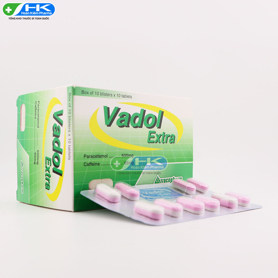 Vadol Extra - Hộp 10 vỉ x 10 viên nén - Vacopharm (Paracetamol 500mg ...