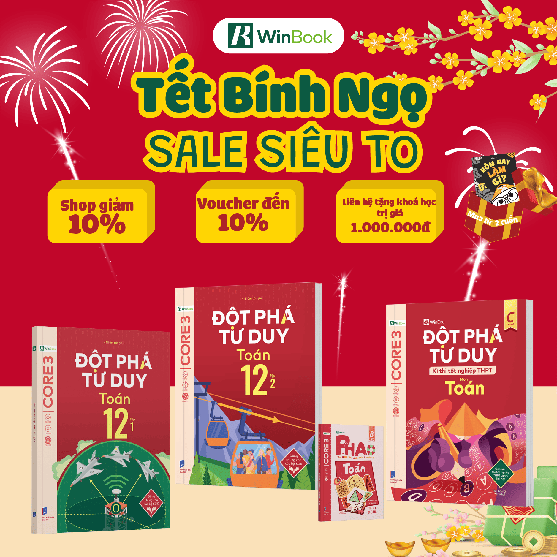 [COMBO ÔN TỐT NGHIỆP] Bộ 4 cuốn sách P.H.A.O Toán, Đột phá tư duy Toán 12 (2 tập) và Đột phá tư duy kì thi TN THPT môn Toán - Ôn từ lấy gốc đến nâng cao - Chính hãng WinBook