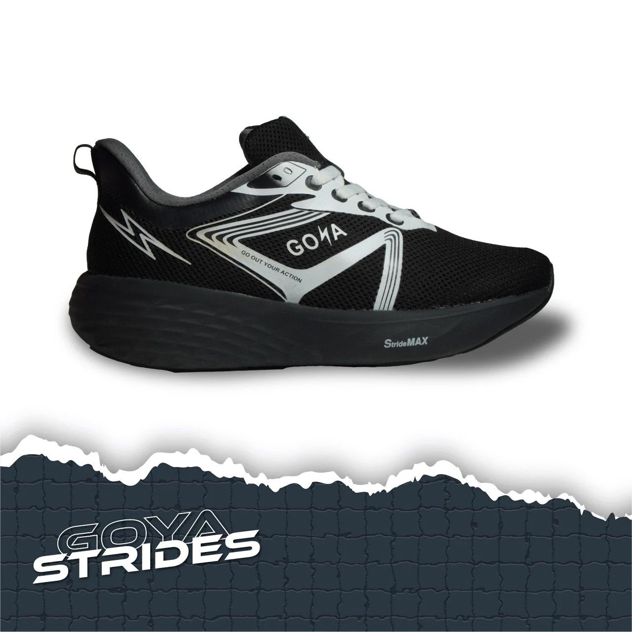Giày Chạy Bộ GOYA Strides 2-Đen