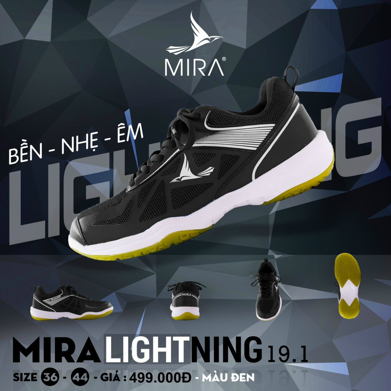 Giày Cầu Lông MIRA LIGHTNING 19.1-Đen