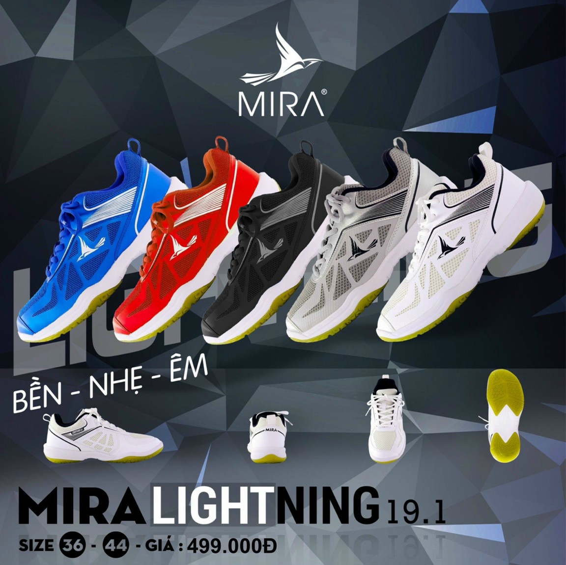 Giày Cầu Lông MIRA LIGHTNING 19.1-Trắng