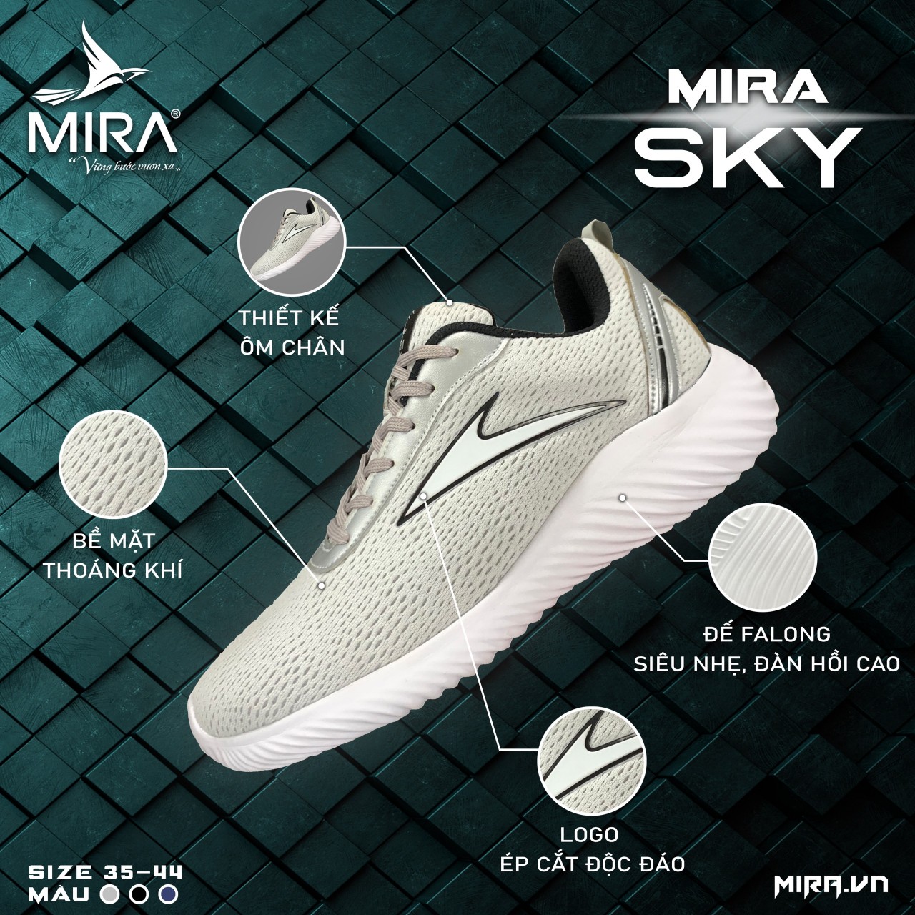 Giày Chạy Bộ MIRA SKY S4-Xám