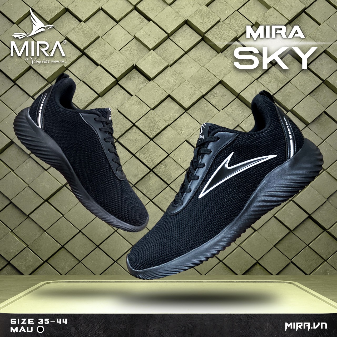 Giày Chạy Bộ MIRA SKY S4-Đen