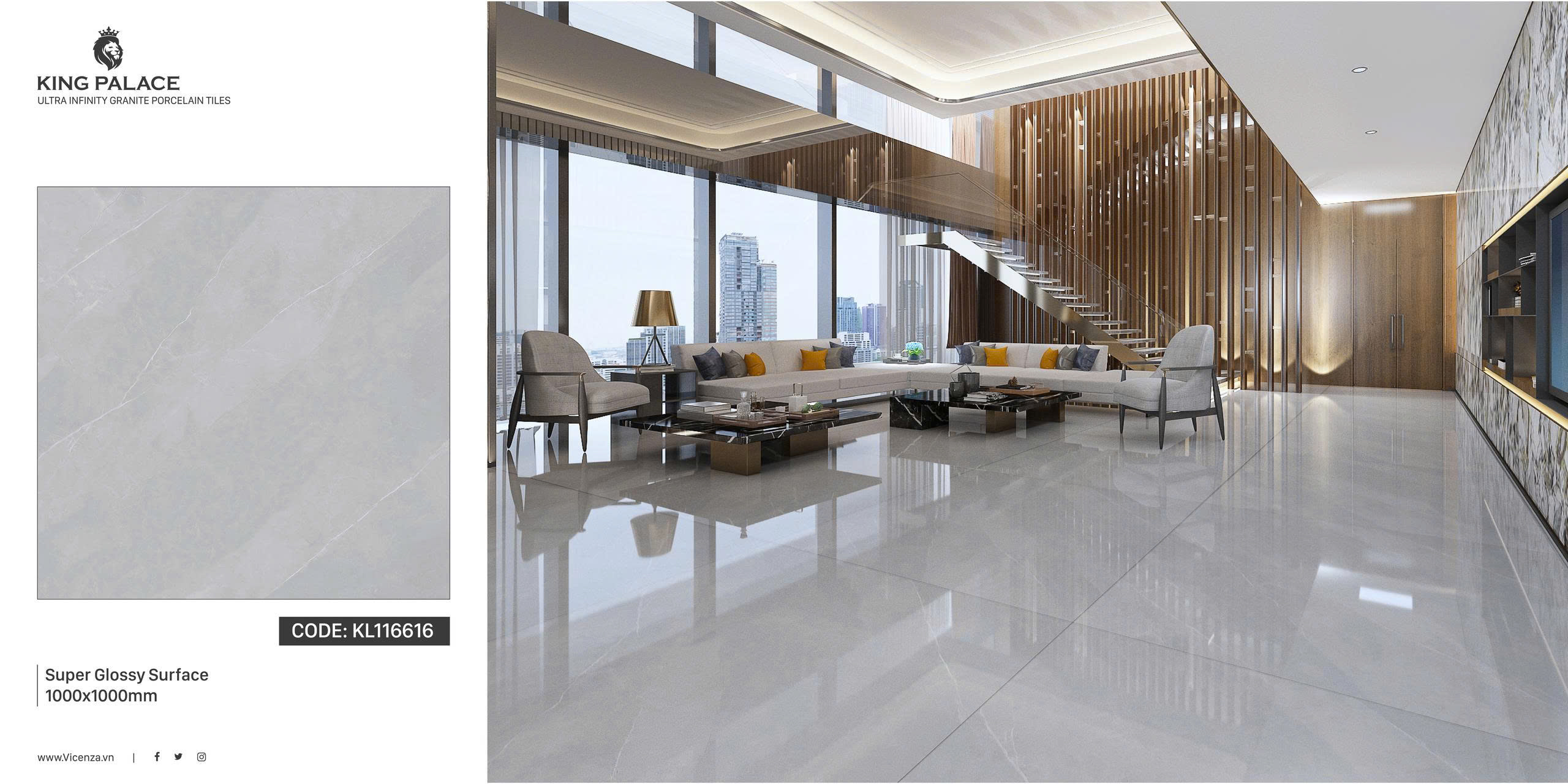 Gạch lát nền 100x100cm KL116616 Sông Hồng