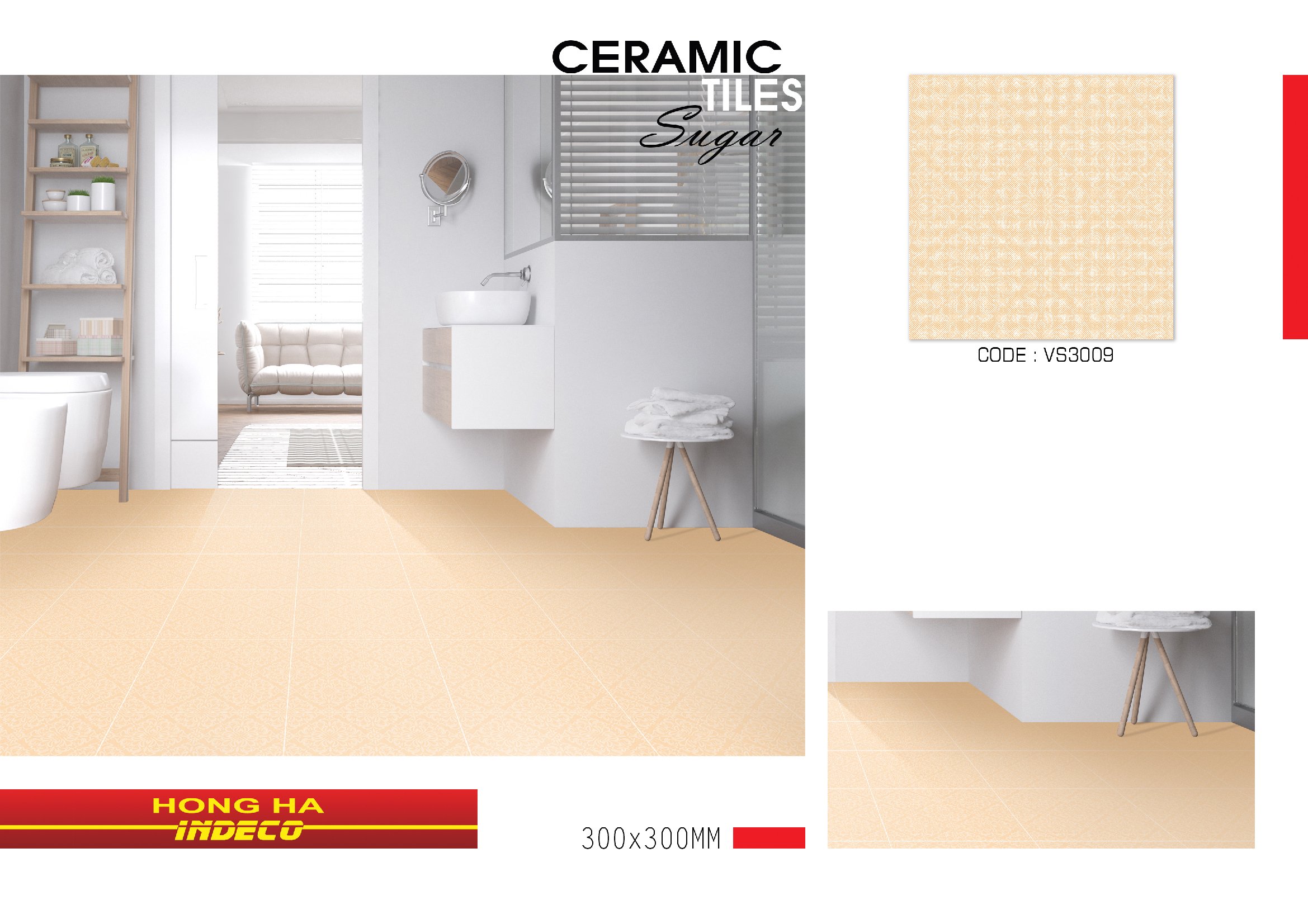 Gạch lát nền chống trơn Hồng Hà 30x30cm VS3009