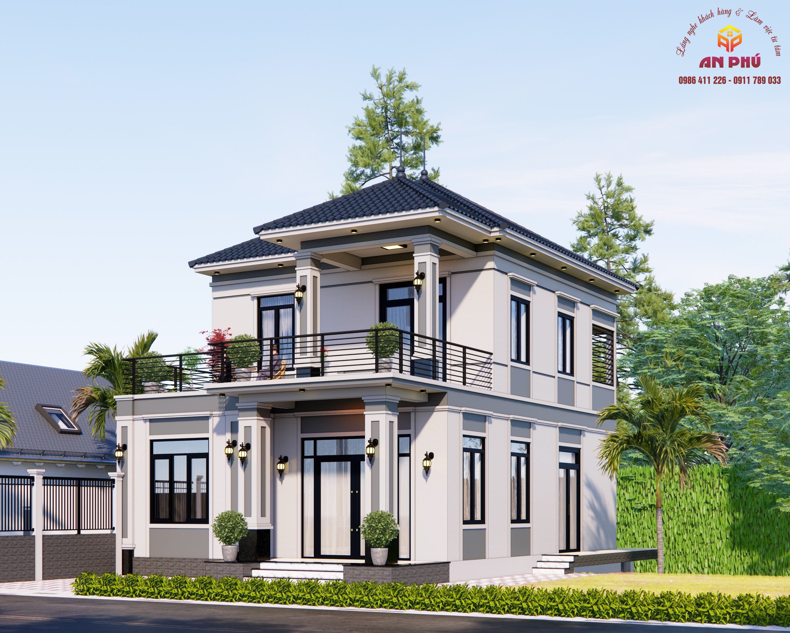 Mẫu 2 tầng mái nhật rộng 8m ở Thị Trấn Nam Đàn