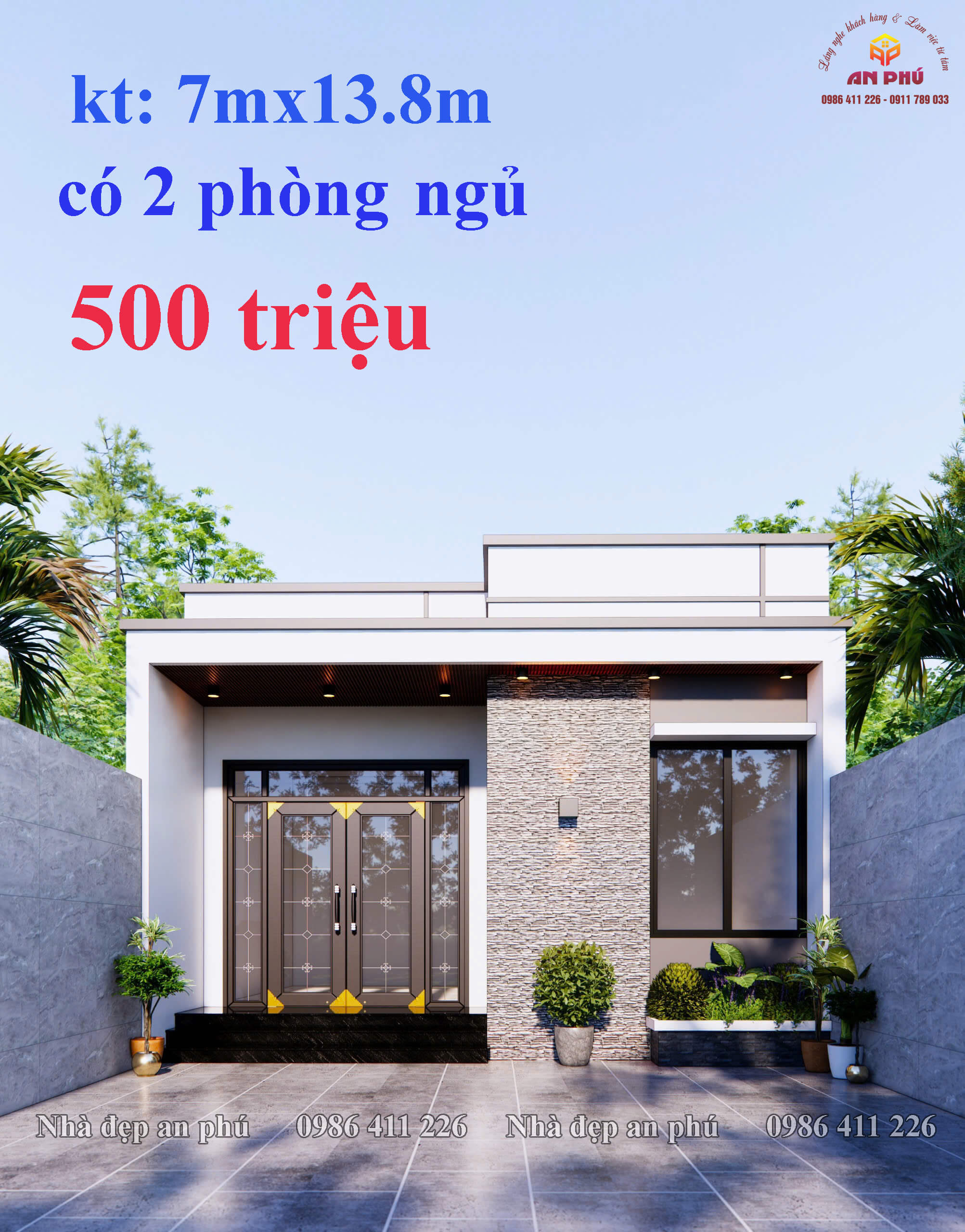 Nhà cấp 4 mái bằng chi phí 500tr