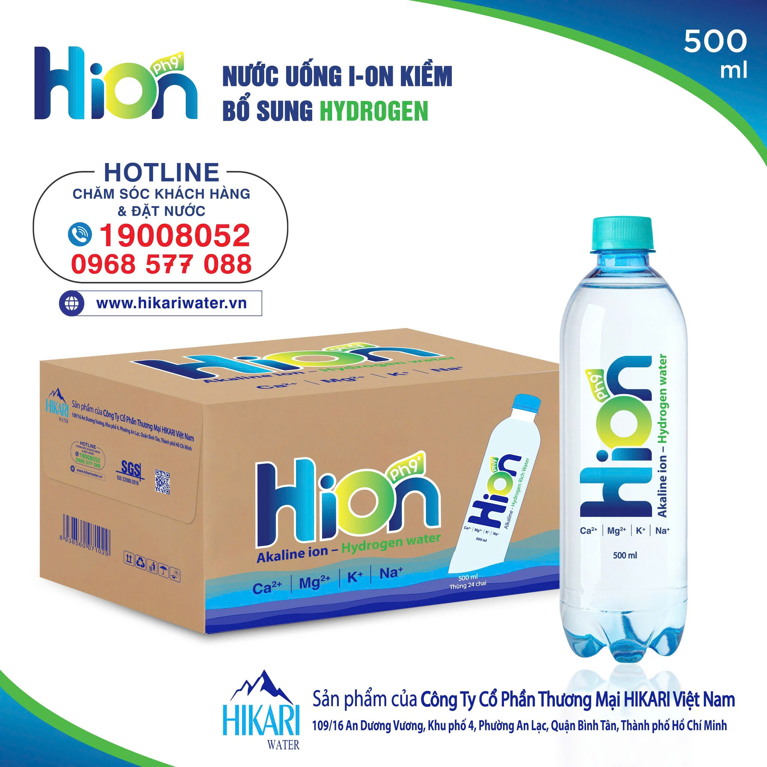 NƯỚC HYDROGEN HION CHAI 500ML