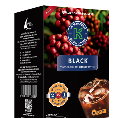 Cà Phê Hòa Tan 2 In 1 K Black 255 gram (15 gói/hộp x 24 hộp/thùng)