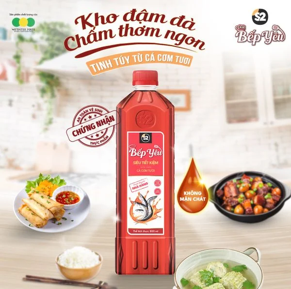 Nước chấm cá cơm Bếp Yêu - Siêu tiết kiệm 800ml (18 Chai/Thùng) (8p1)