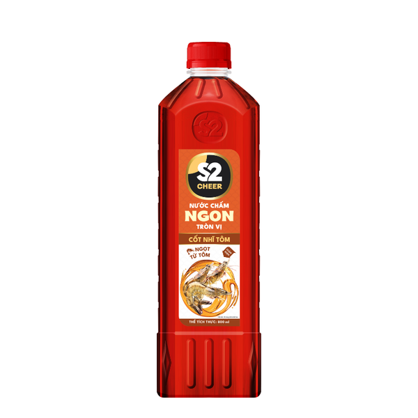 Nước chấm  S2 Cheer Ngon tròn vị- Cốt nhĩ tôm 800ml- 18 chai/thùng