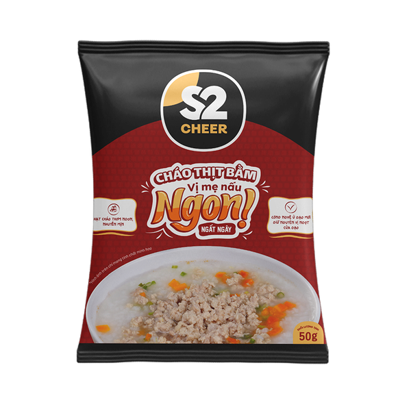 S2 Cheer Cháo Thịt Bằm ( 50g / gói )
 10 gói x 3 dây / thùng
