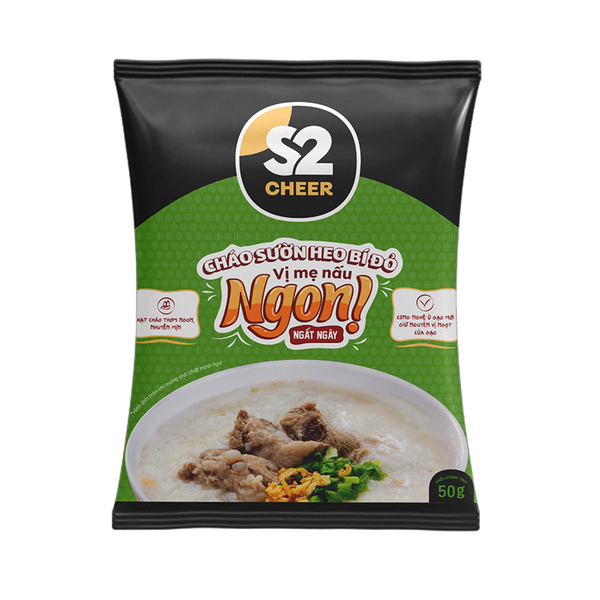 S2 Cheer Cháo Sườn Heo Bí Đỏ ( 50g / gói )
 10 gói x 3 dây / thùng
