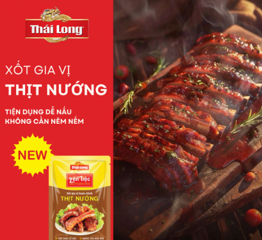 Xốt gia vị hoàn chỉnh Thái Long Yến Tiệc - Thịt Nướng 50gr x 10 túi/thùng (10p1)