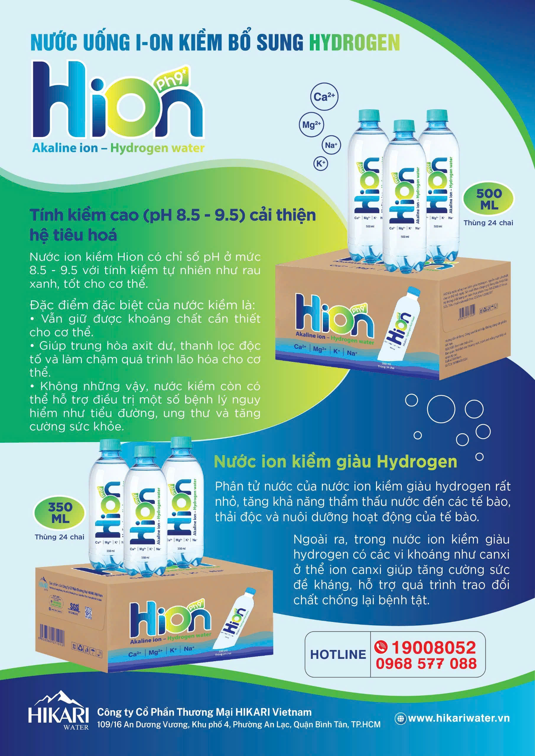 NƯỚC HYDROGEN HION CHAI 500ML