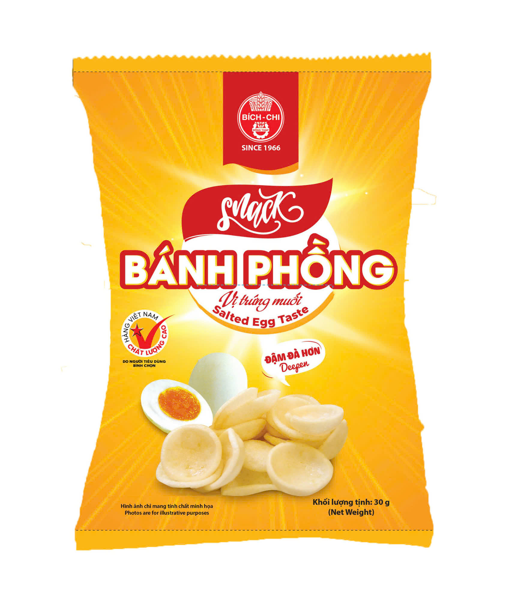 Snack bánh phồng - vị trứng muối (30gr/gói) (T60)