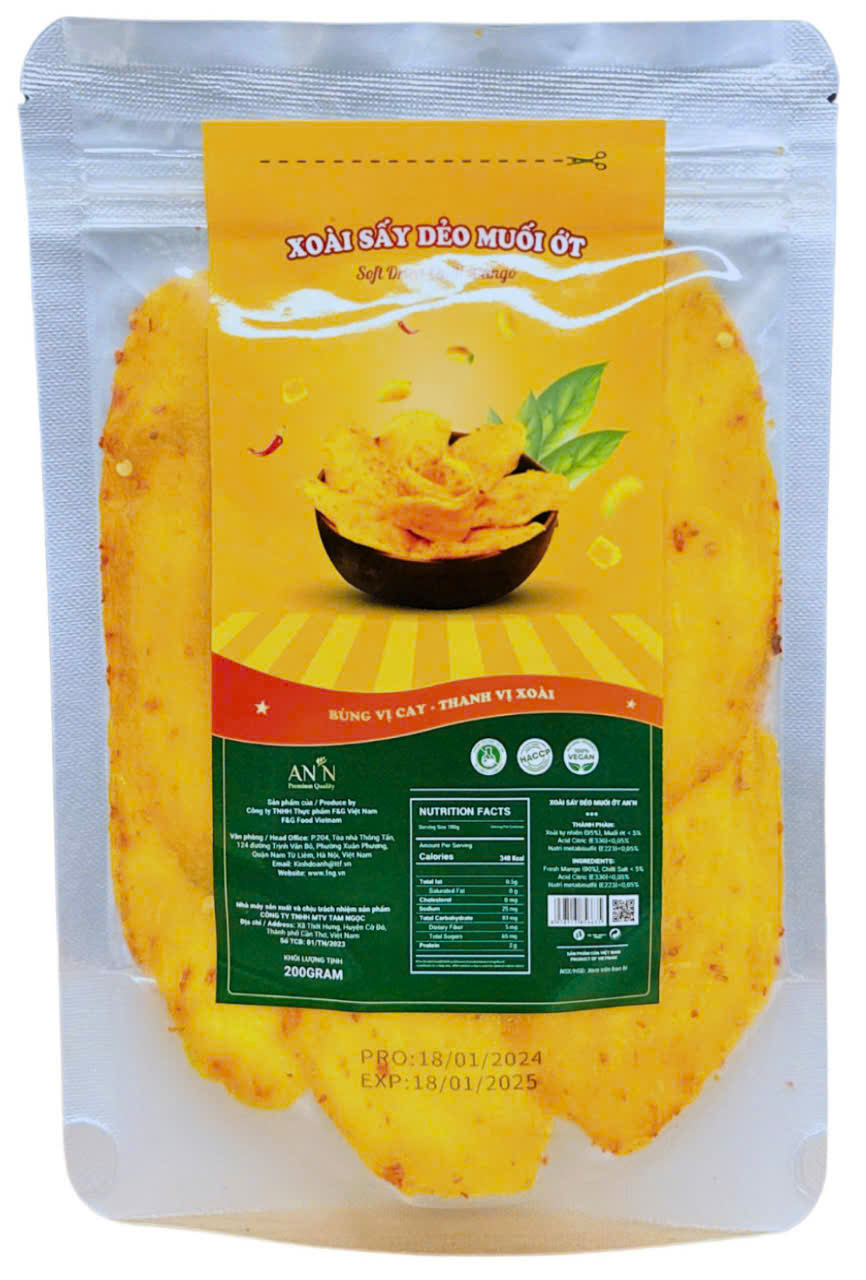 Xoài Sấy Dẻo Muối Ớt Đóng Gói 200G