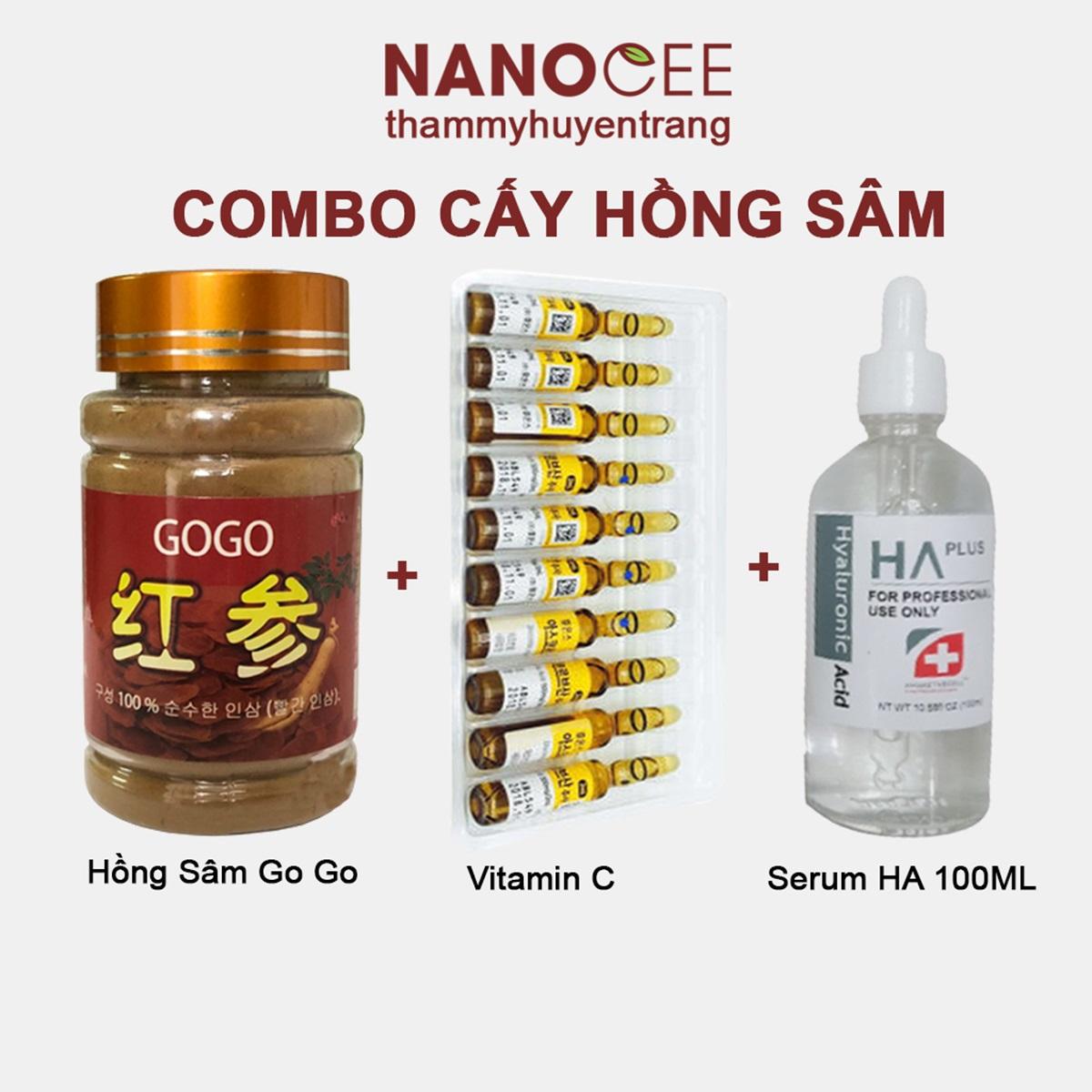 Combo Cấy Hồng Sâm 3 Món: 1 Hồng Sâm GOGO, 1 Vỉ Vitamin C, 1 Serum HA 100ML