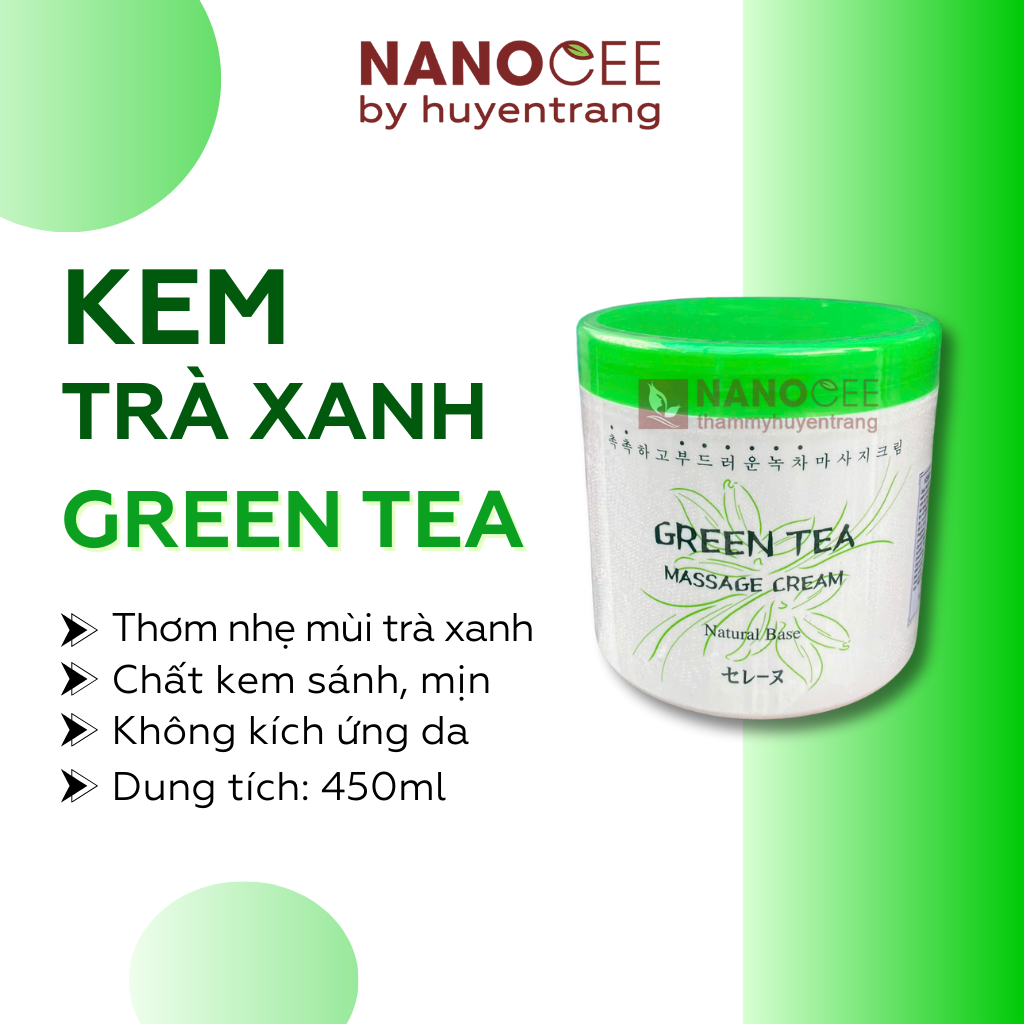 Kem Massage Trà Xanh Mira Green Tea Massage Cream 450g – Dưỡng Da Mềm Mịn
