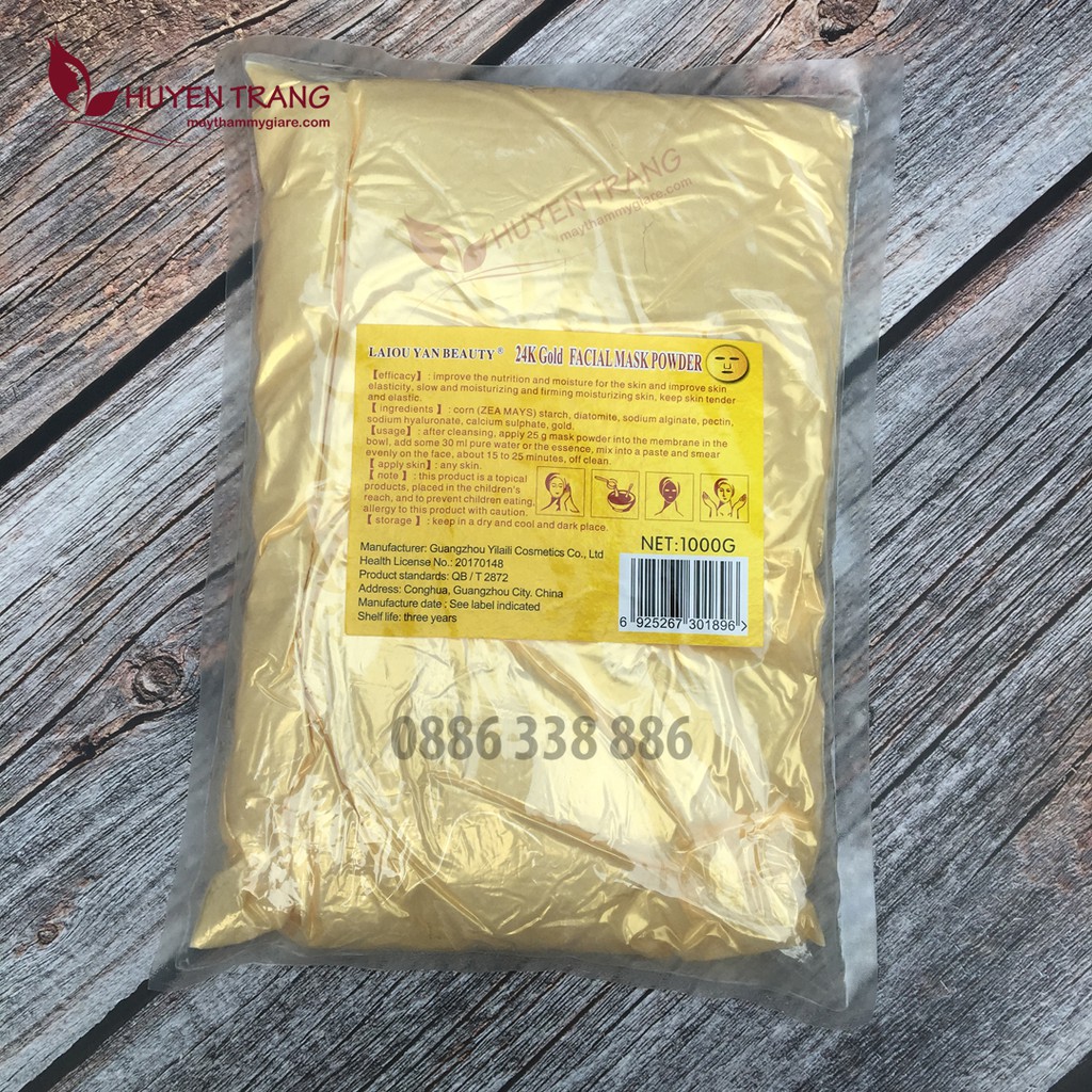 Bột Mặt Nạ Vàng 24k Gold 1KG Làm Trắng Da, Thải Độc Tố, Giảm Nám Tàn Nhang