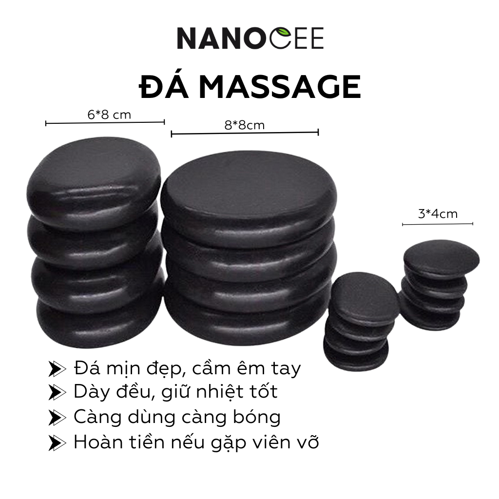 Đá Nóng Massage 6x8cm 8x8cm– Đá Massage Nóng Tự Nhiên Cho Spa Dưỡng Sinh
