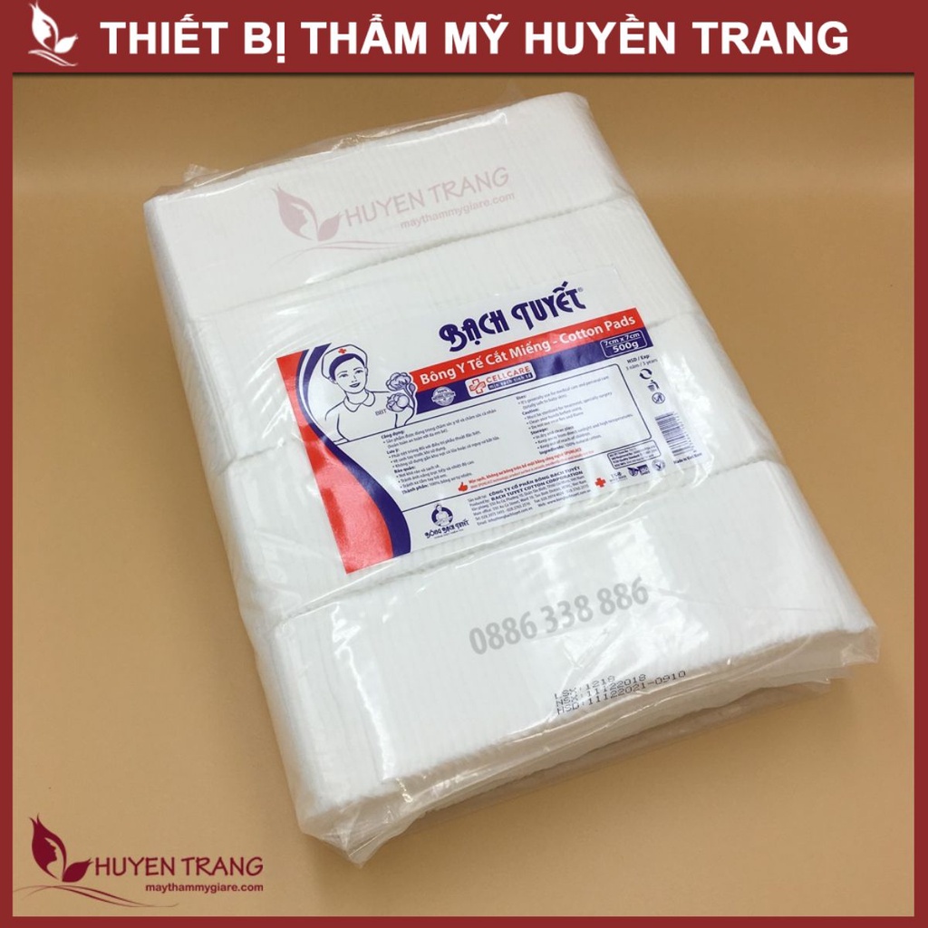 Bông Gòn Bạch Tuyết Cắt Miếng 500g, Bông Y Tế Bạch Tuyết - Thẩm Mỹ Huyền Trang NANOCEE