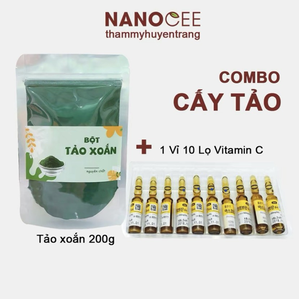 Combo Cấy Tảo: 1 Tảo Xoắn 200Gram, 1 Vỉ Vitamin C