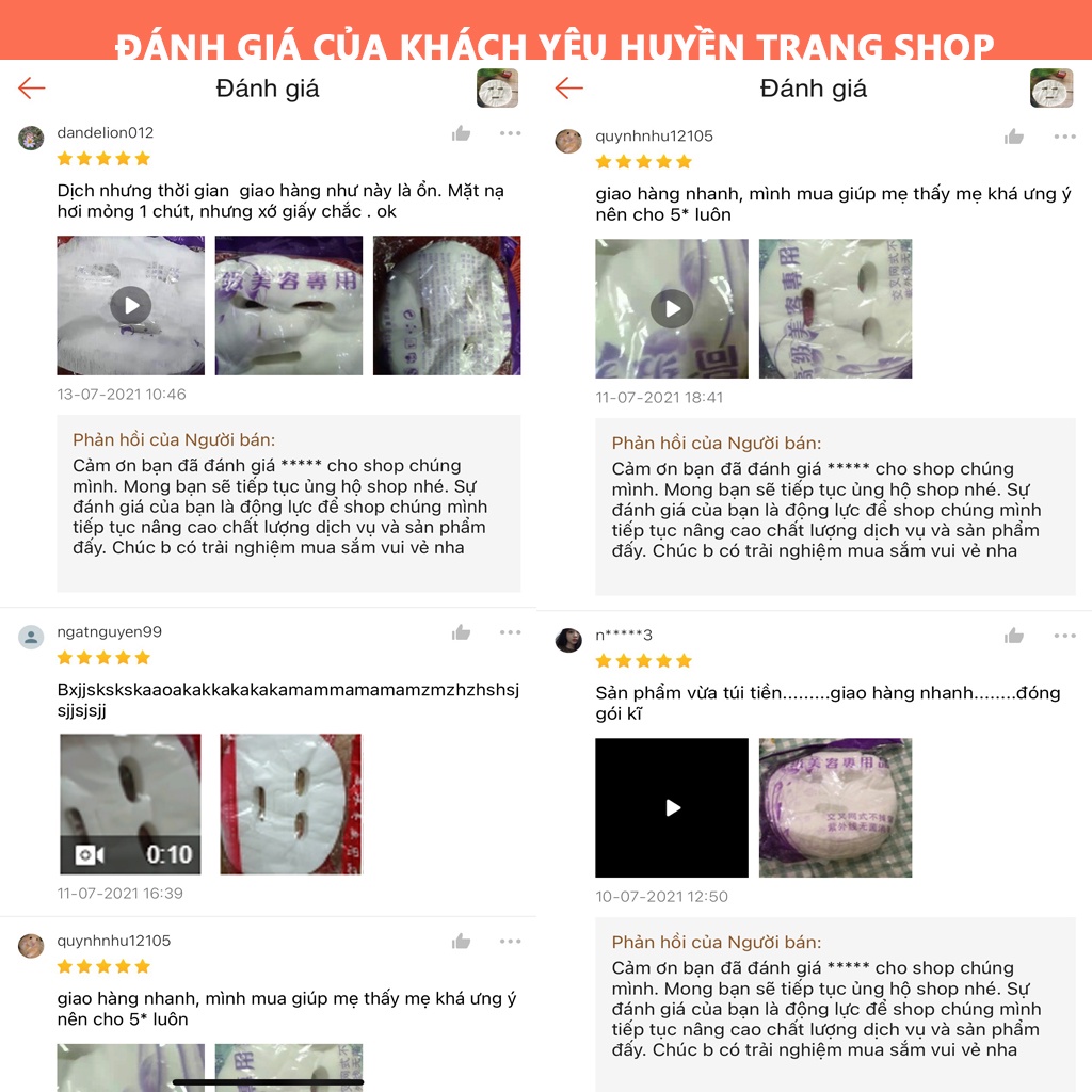 Gói 100 Miếng Mặt Nạ Giấy Khô
