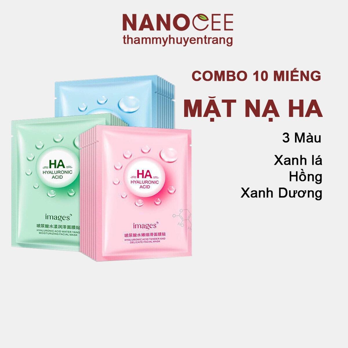 Combo 10 Miếng Mặt Nạ Giấy HA 3 Màu Hồng, Xanh Lá, Xanh Dương