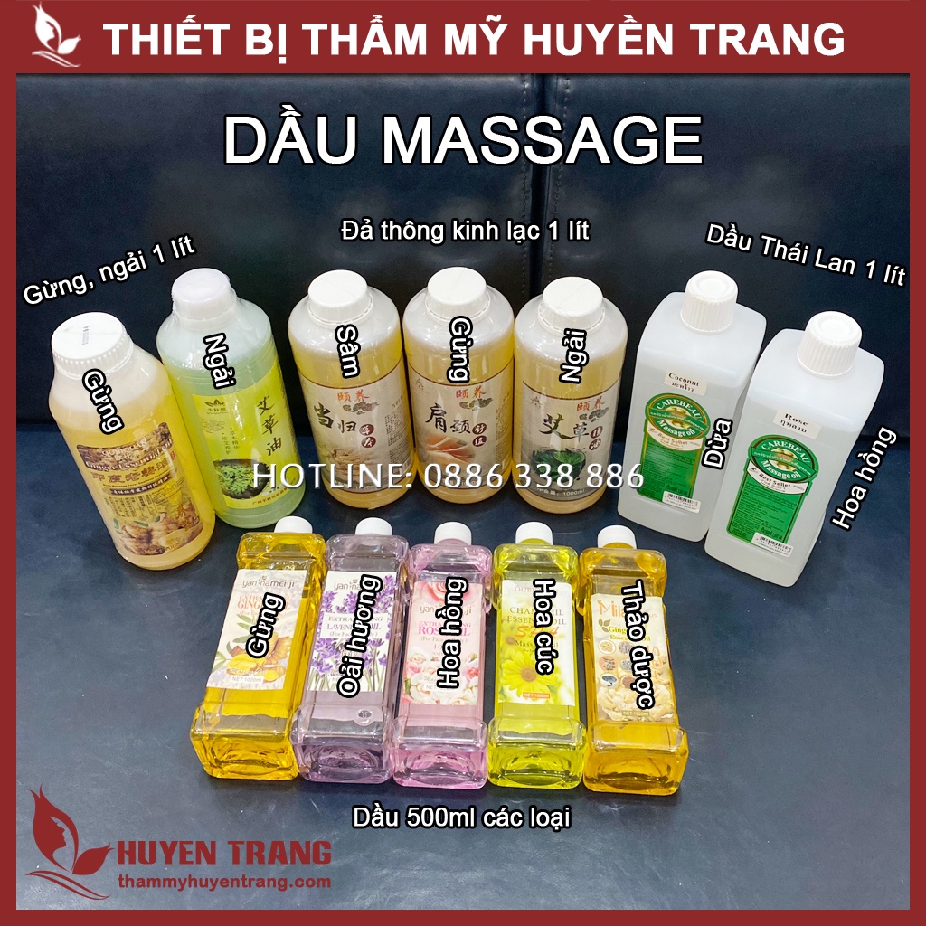 Dầu Massage Body Gừng, Ngải Cứu Nóng Nhanh, Trơn Tay, Đả Thông Kinh Lạc Chuyên Cho Spa Đông Y  - Thẩm Mỹ Huyền Trang