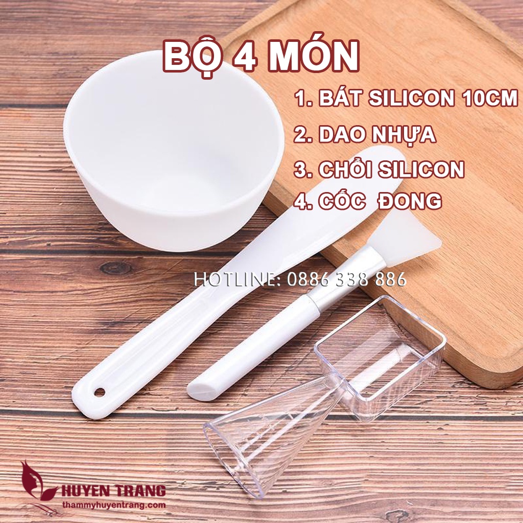 Combo Bát thủy tinh 6cm + Cọ peel cán DÀI