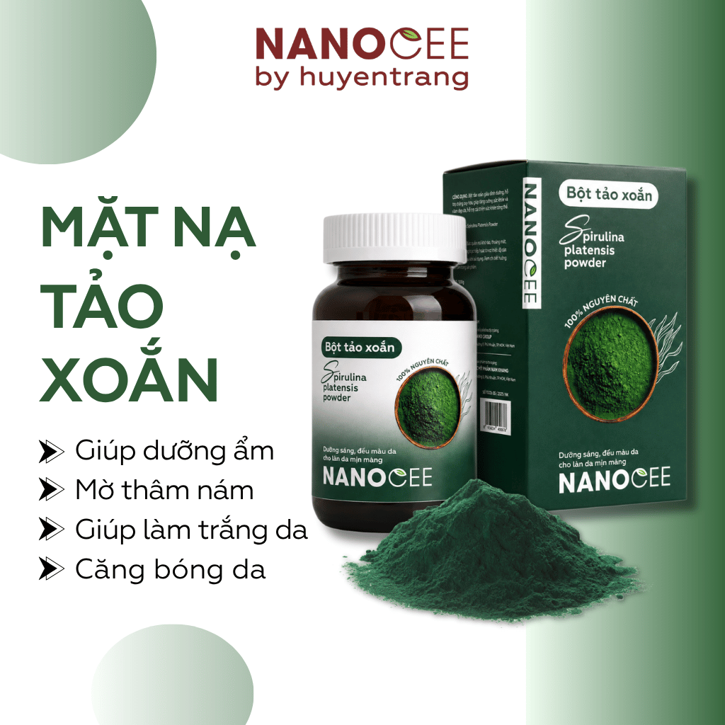 Bột Tảo Xoắn Spirulina Platensis Powder Nanocee 100g | Mặt Nạ Chăm Sóc Da