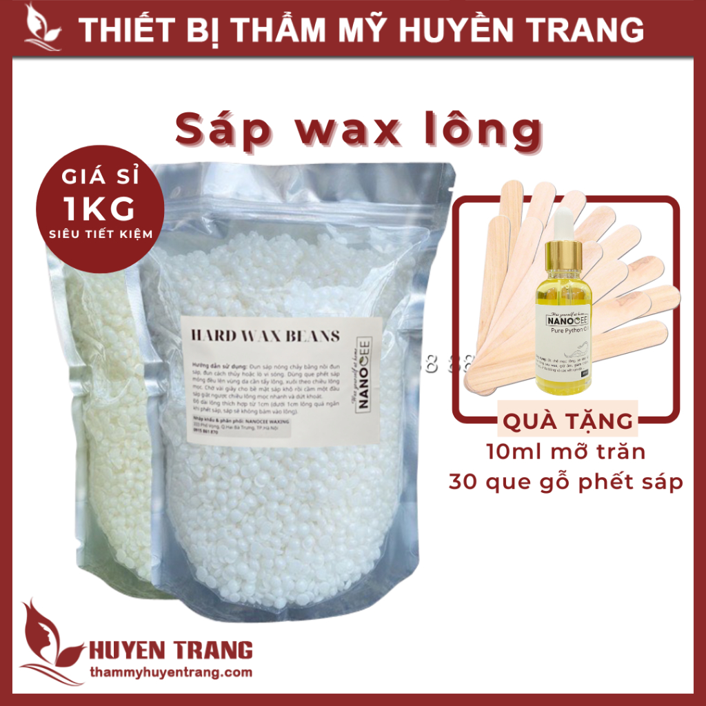 Sáp Wax Lông Hạt Đậu Giá Sỉ, Tẩy Lông Nách, Ria Mép, Lông Bikini, Tay Chân, Wat Bi - Thẩm Mỹ Huyền Trang NANOCEE