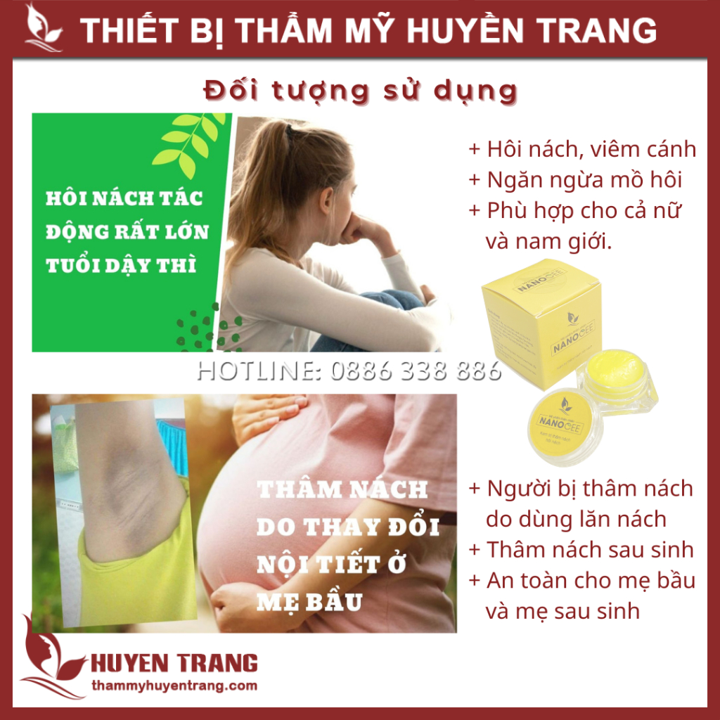 Kem Khử Mùi Hôi Nách, Khử Thâm Nách, Làm Trắng Nách NANOCEE [Che tên sản phẩm]