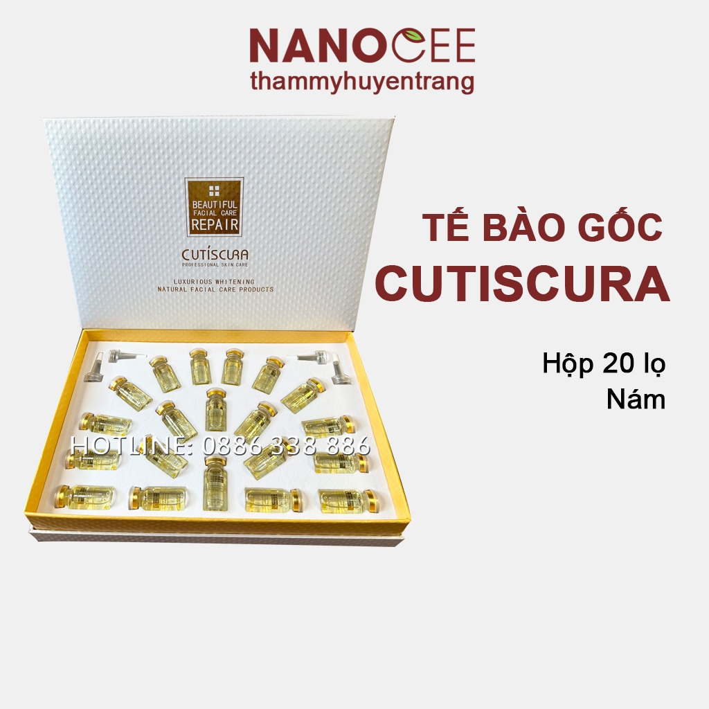 Hộp 20 Lọ Tế Bào Gốc CUTISCURA Serum Mụn, Trắng Da, Mờ Nám, Tàn Nhang, Nâng Cơ trẻ Hóa Tái Tạo Da Sẹo Rỗ NANOCEE