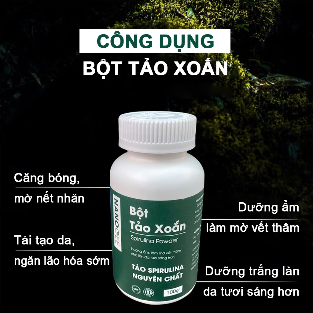 Bột Mặt Nạ Tảo Xoắn NANOCEE (Đắp Mặt/Phi Kim) - Trắng Da, Mịn Da & Căng Bóng