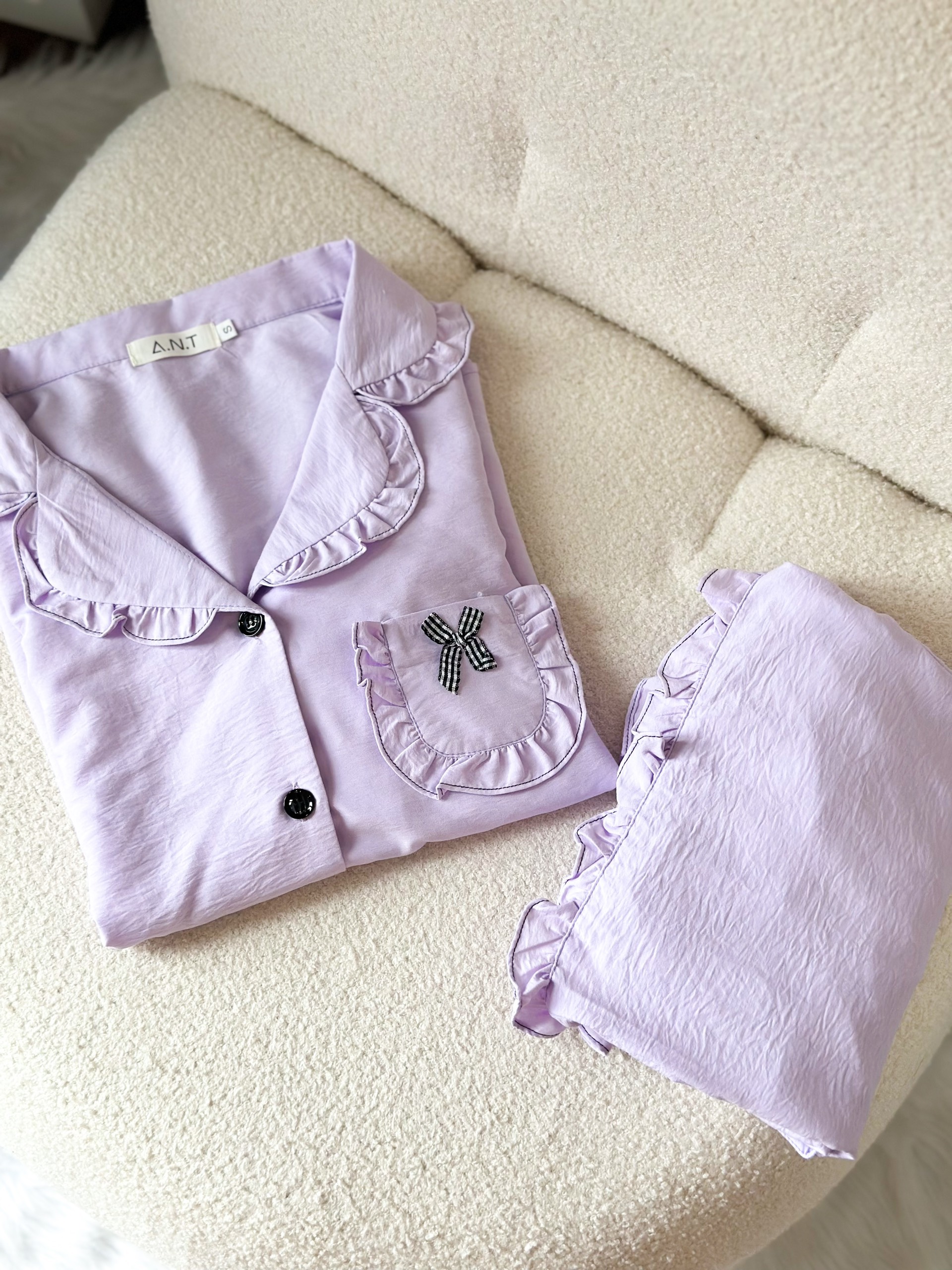 Bộ Pijama Tím Mộng Mơ chất liệu thô đũi Nhật vải nhập khẩu siêu xinh yêu cho các nàng , từ 40-65kg , hàng thiết kế thương hiệu ANT_P02