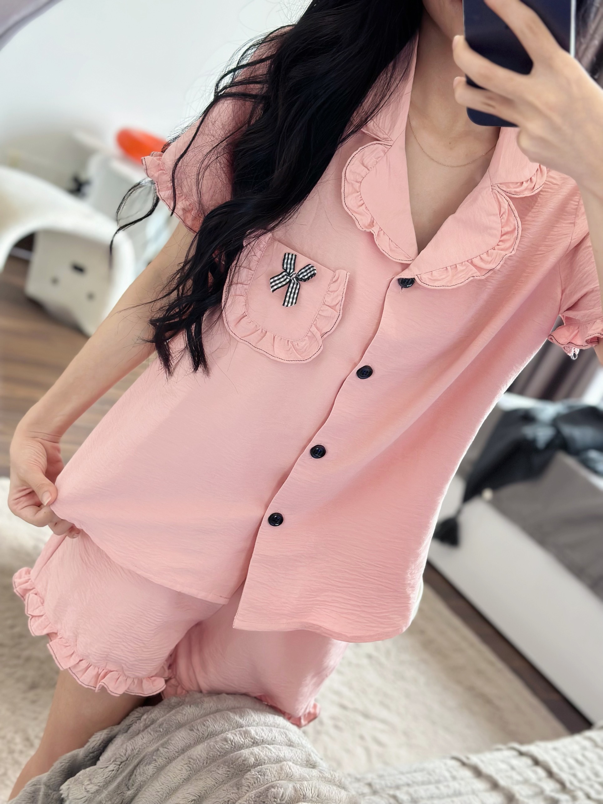 Bộ Pijama hồng chất liệu thô đũi Nhật vải nhập khẩu siêu xinh yêu cho các nàng , từ 40-65kg , hàng thiết kế thương hiệu ANT_P03