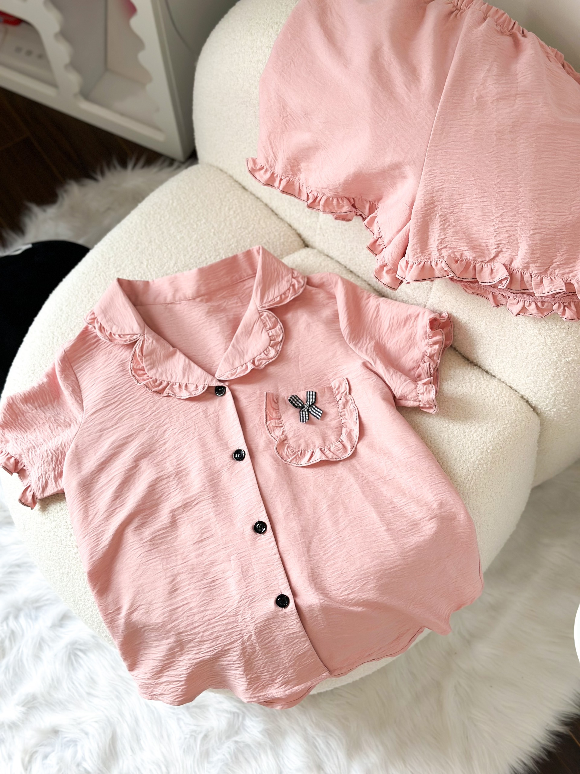 Bộ Pijama hồng chất liệu thô đũi Nhật vải nhập khẩu siêu xinh yêu cho các nàng , từ 40-65kg , hàng thiết kế thương hiệu ANT_P03