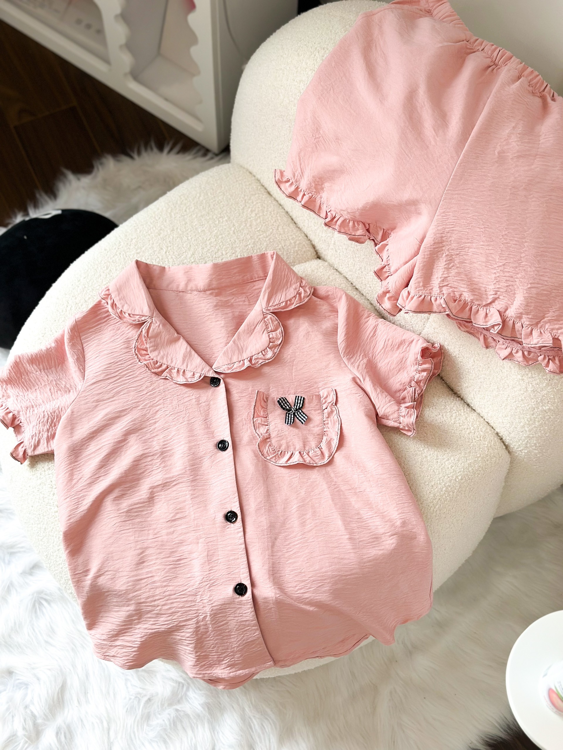 Bộ Pijama hồng chất liệu thô đũi Nhật vải nhập khẩu siêu xinh yêu cho các nàng , từ 40-65kg , hàng thiết kế thương hiệu ANT_P03
