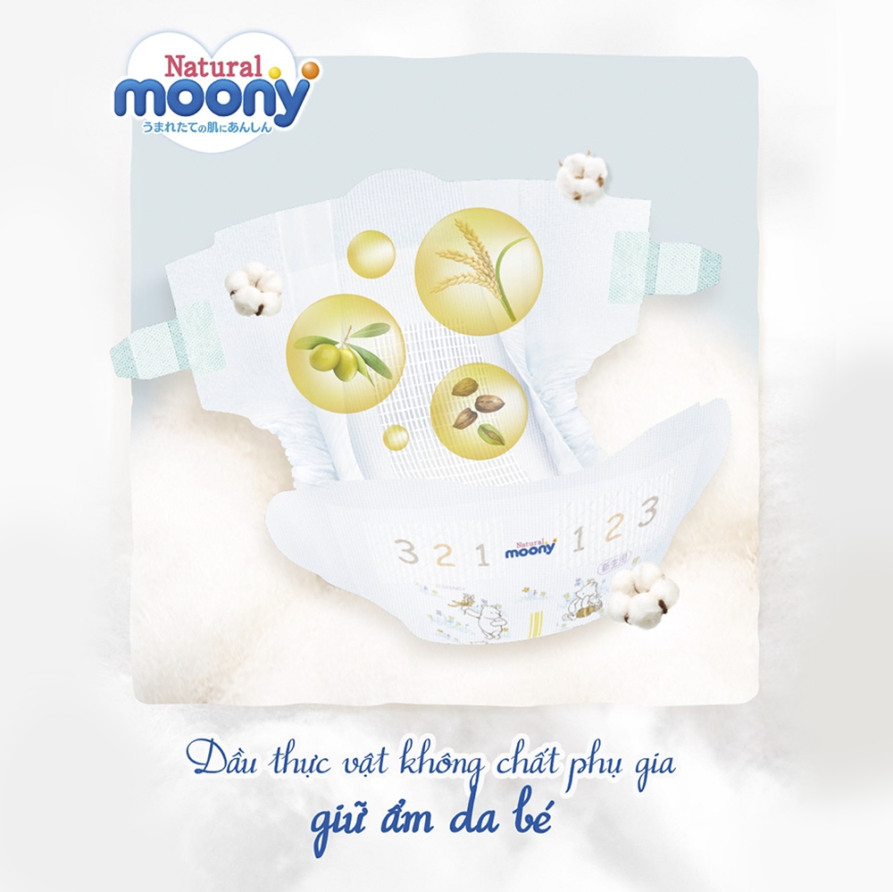 Bỉm tã dán Moony Natural size S 58 miếng (4-8kg)