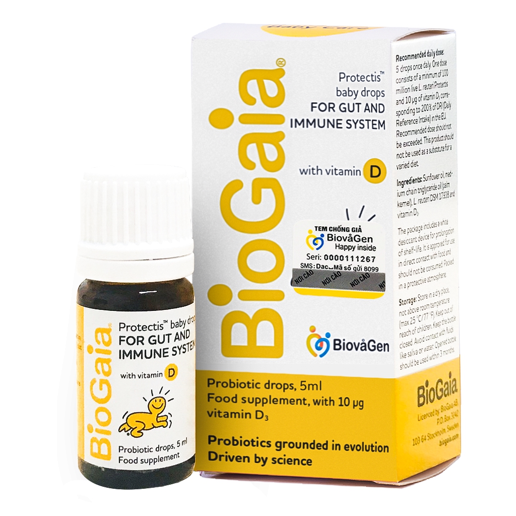 Men vi sinh Biogaia Protectis + Vitamin D3