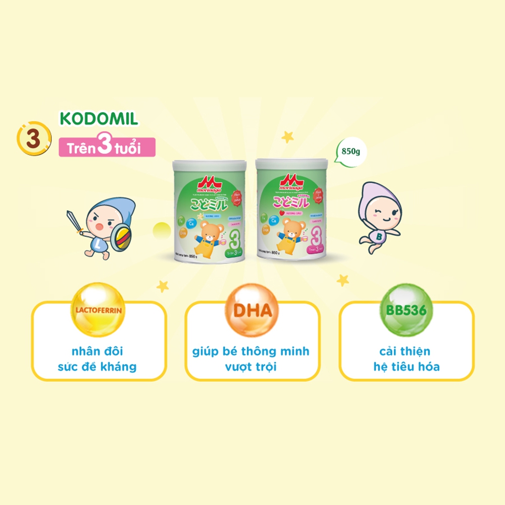 Sữa Morinaga số 3 850g hương vani (Kodomil, trên 3 tuổi)