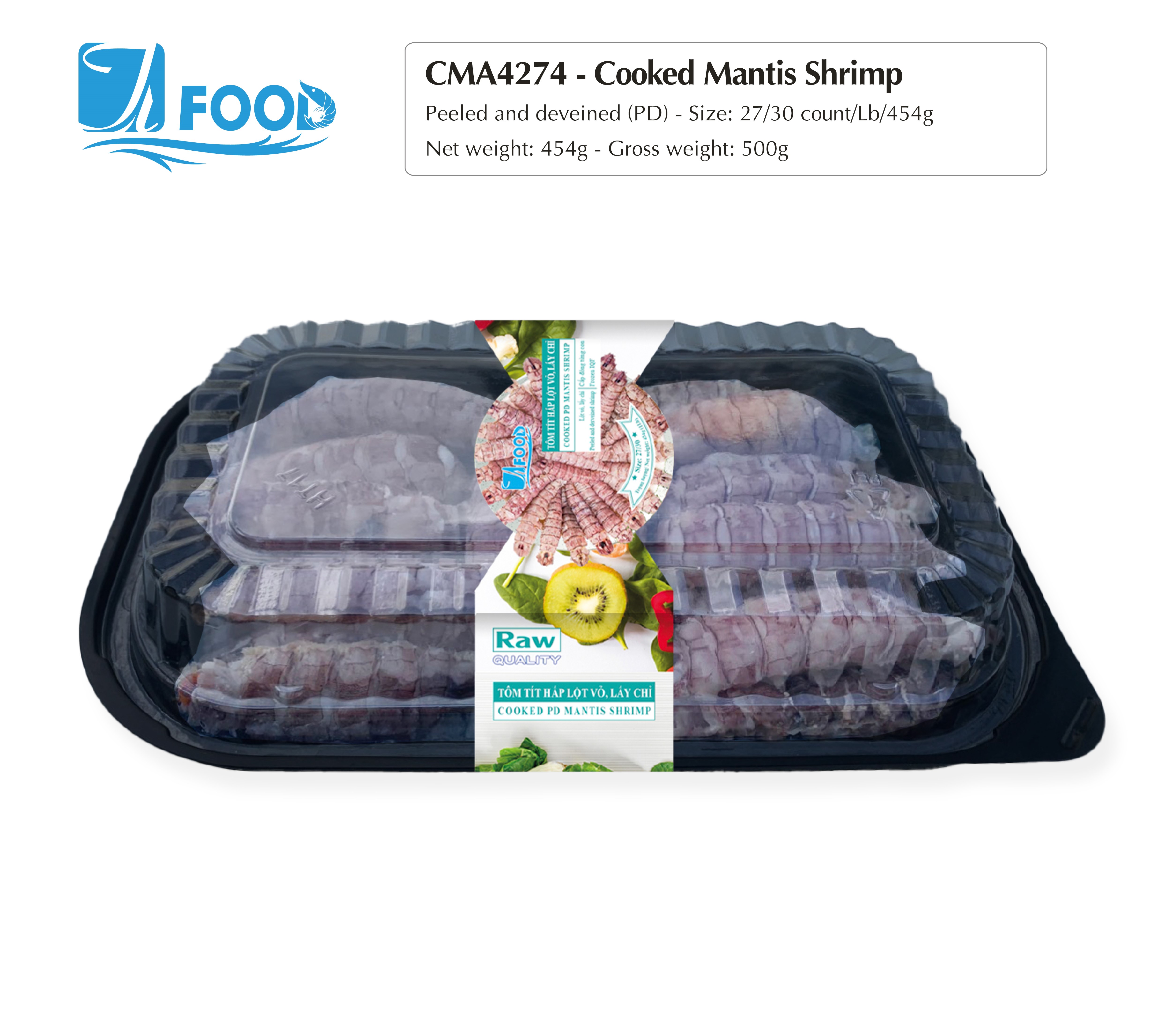 Tôm tít nguyên vị, lột vỏ chừa đuôi, Size 21/25, NW 340