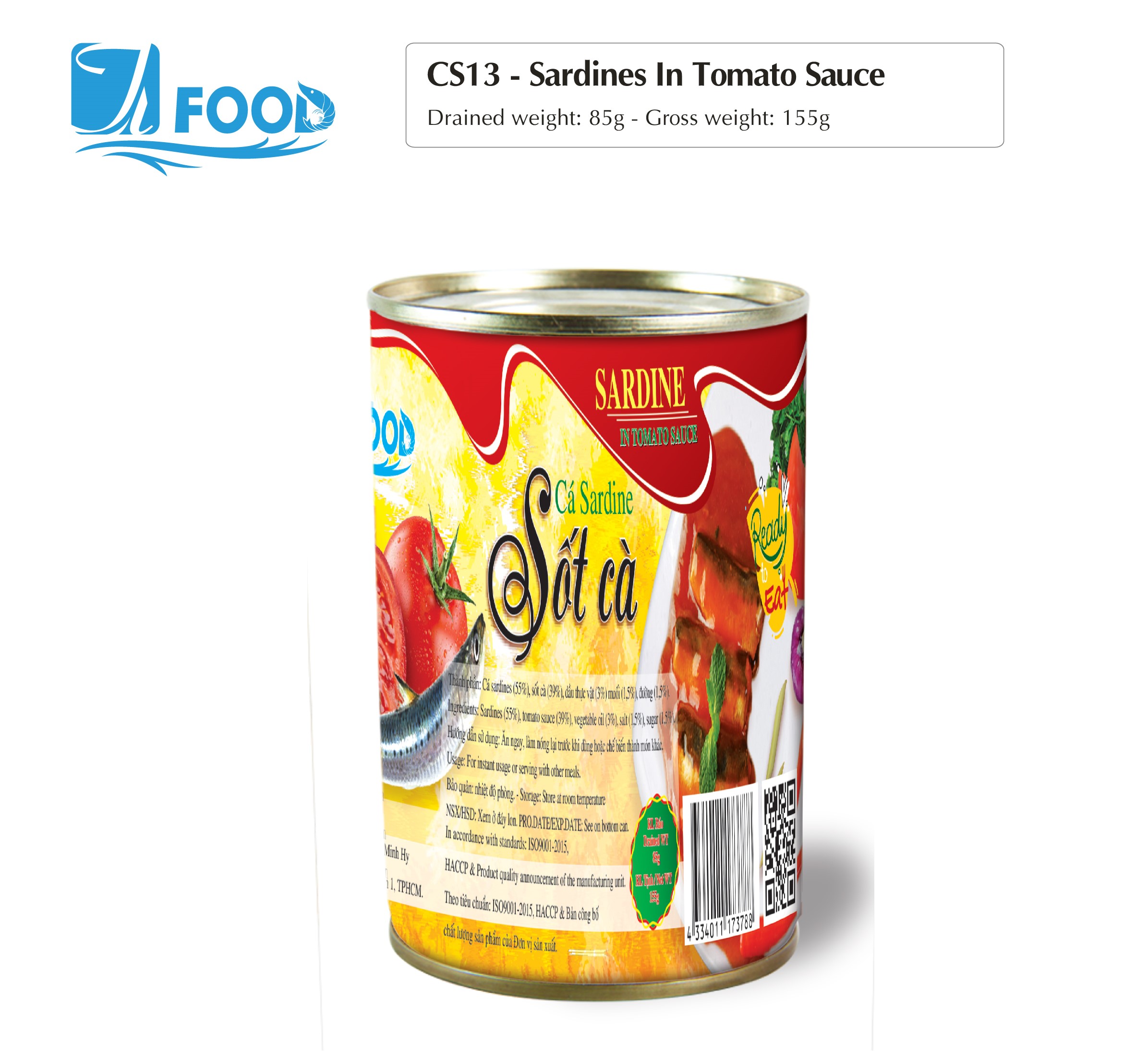 Cá Sardine sốt cà, 155g Lon cao