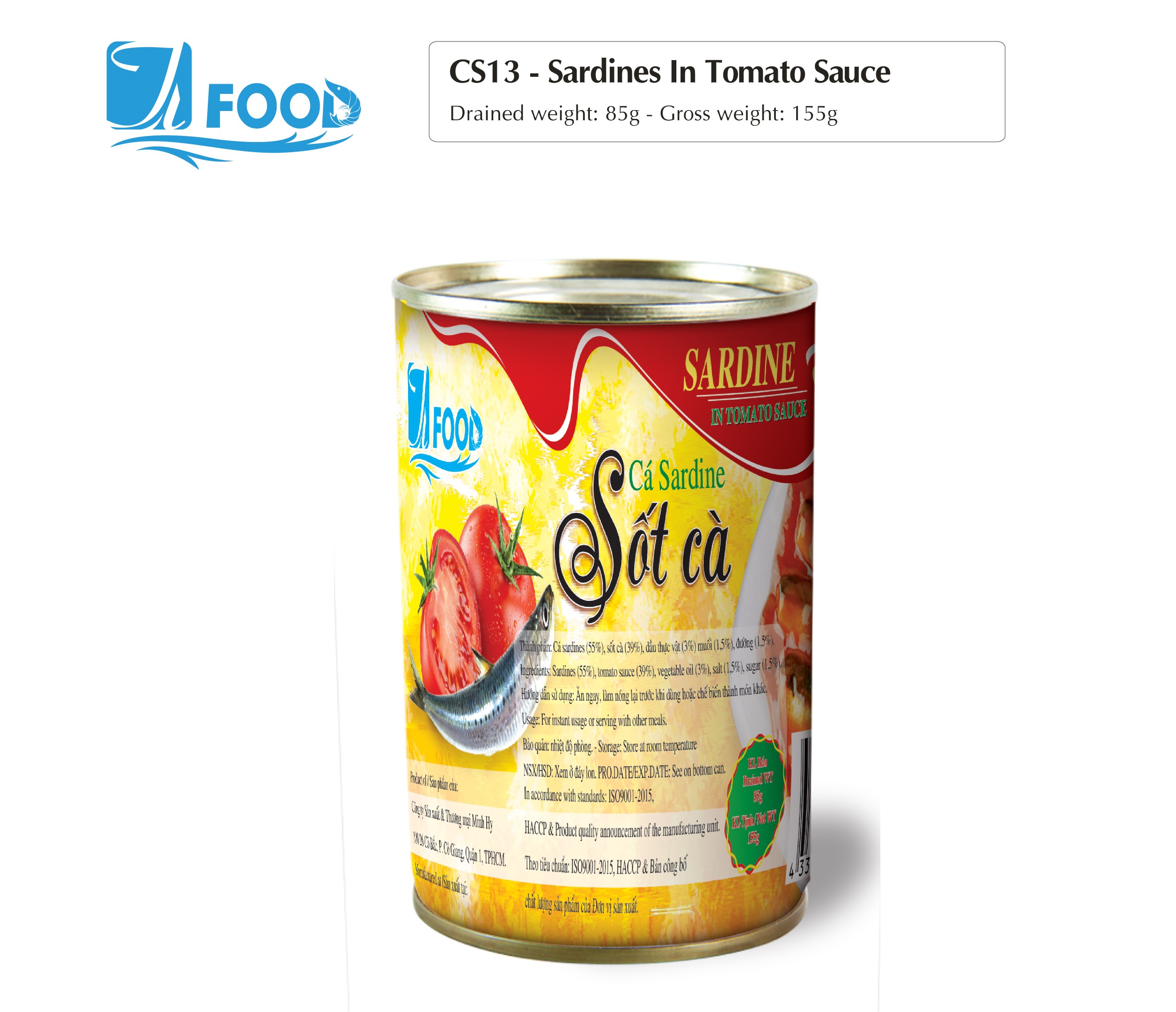 Cá Sardine sốt cà, 155g Lon cao