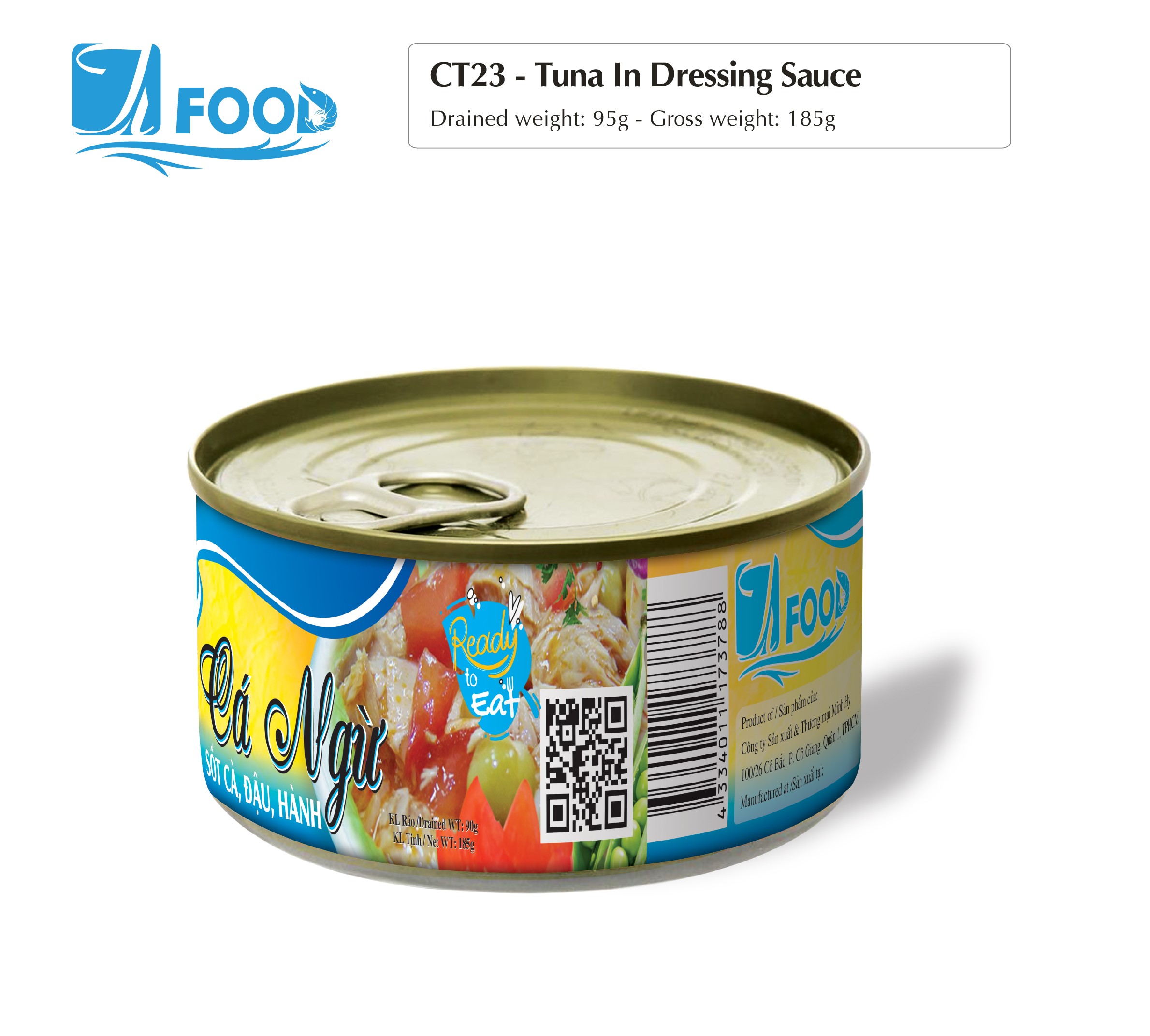 Cá ngừ sốt cà, đậu, hành, 185g