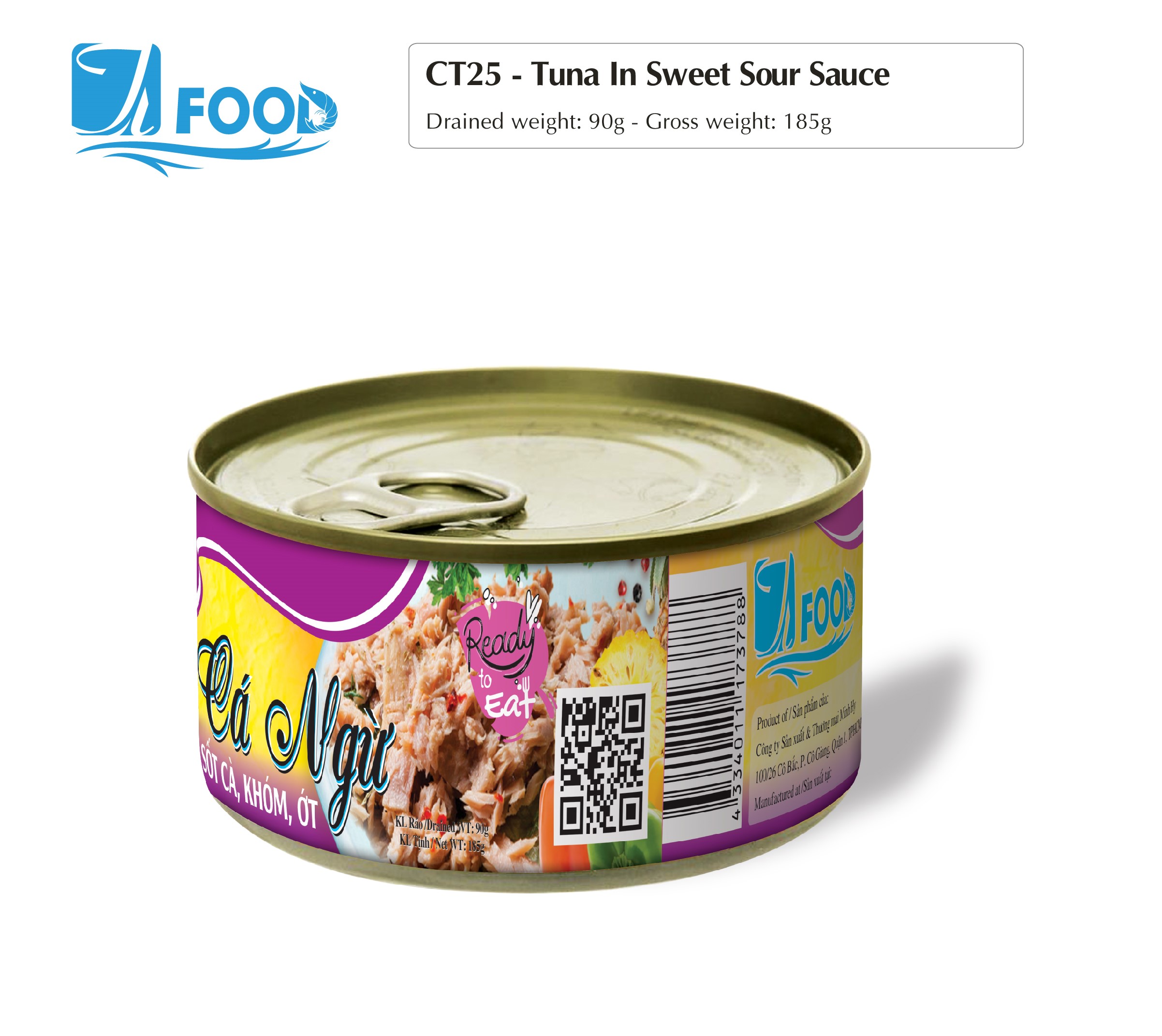 Cà ngừ sốt cà, khóm, ớt, 185g